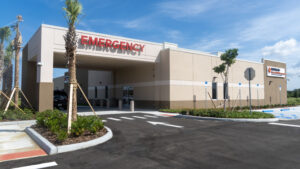 Hospital emergency department entrance, commercial construction project