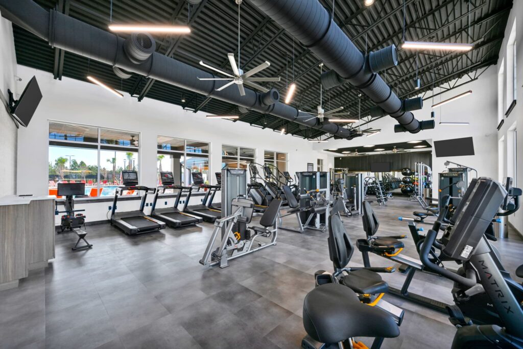 Fitness center inside The Landings at St Johns clubhouse