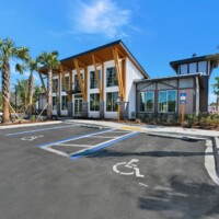 Amenity clubhouse and parking lot at The Landings at St Johns, St. Johns FL