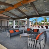 Covered outdoor lounge at The Landings at St Johns amenity center